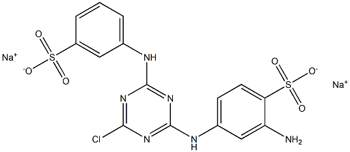 2-Amino-4-[4-chloro-6-(m-sulfoanilino)-1,3,5-triazin-2-ylamino]benzenesulfonic acid disodium salt Struktur