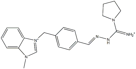 1-Methyl-3-[4-[2-[iminio(1-pyrrolidinyl)methyl]hydrazonomethyl]benzyl]-1H-benzimidazol-3-ium Struktur