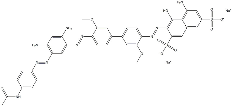 4-Amino-6-[[4'-[[2,4-diamino-5-[[4-(acetylamino)phenyl]azo]phenyl]azo]-3,3'-dimethoxy-1,1'-biphenyl-4-yl]azo]-5-hydroxy-2,7-naphthalenedisulfonic acid disodium salt Struktur