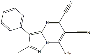 2-Methyl-3-phenyl-7-aminopyrazolo[1,5-a]pyrimidine-5,6-dicarbonitrile Struktur