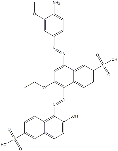 8-[(4-Amino-3-methoxyphenyl)azo]-6-ethoxy-5-[(2-hydroxy-6-sulfo-1-naphthalenyl)azo]-2-naphthalenesulfonic acid Struktur