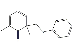 2,4,6-Trimethyl-6-[phenylthiomethyl]-2,4-cyclohexadien-1-one Struktur