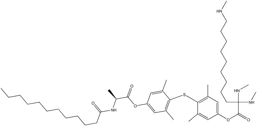 N-Dodecanoyl-L-alanine 4-[4-[11-(trimethylaminio)undecanoyloxy]-2,6-dimethylphenylthio]-3,5-dimethylphenyl ester Struktur