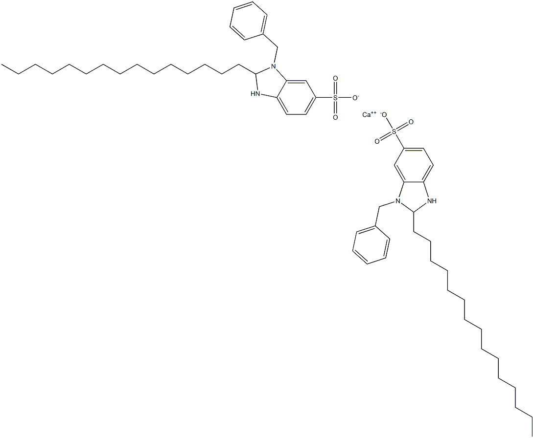 Bis(1-benzyl-2,3-dihydro-2-pentadecyl-1H-benzimidazole-6-sulfonic acid)calcium salt Struktur