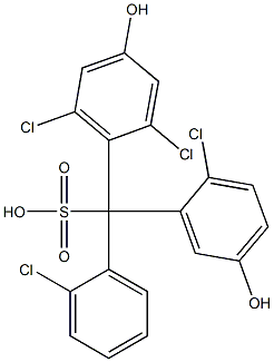 (2-Chlorophenyl)(2-chloro-5-hydroxyphenyl)(2,6-dichloro-4-hydroxyphenyl)methanesulfonic acid Struktur