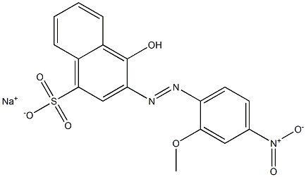 4-Hydroxy-3-(2-methoxy-4-nitrophenylazo)-1-naphthalenesulfonic acid sodium salt Struktur