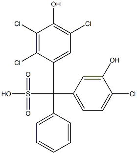 (4-Chloro-3-hydroxyphenyl)(2,3,5-trichloro-4-hydroxyphenyl)phenylmethanesulfonic acid Struktur