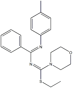 4-Morpholino-4-ethylthio-1-(4-methylphenyl)-2-phenyl-1,3-diaza-1,3-butadiene Struktur