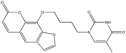 9-[4-[(1,2,3,4-Tetrahydro-5-methyl-2,4-dioxopyrimidin)-1-yl]butyloxy]-7H-furo[3,2-g][1]benzopyran-7-one Struktur