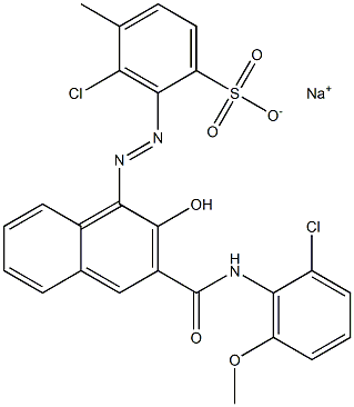 3-Chloro-4-methyl-2-[[3-[[(2-chloro-6-methoxyphenyl)amino]carbonyl]-2-hydroxy-1-naphtyl]azo]benzenesulfonic acid sodium salt Struktur