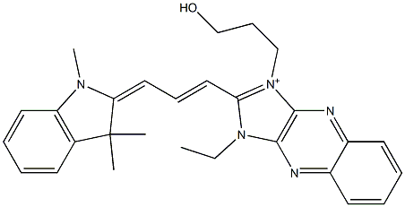 3-(3-Hydroxypropyl)-1-ethyl-2-[3-[[2,3-dihydro-1,3,3-trimethyl-1H-indol]-2-ylidene]-1-propenyl]-1H-imidazo[4,5-b]quinoxalin-3-ium Struktur