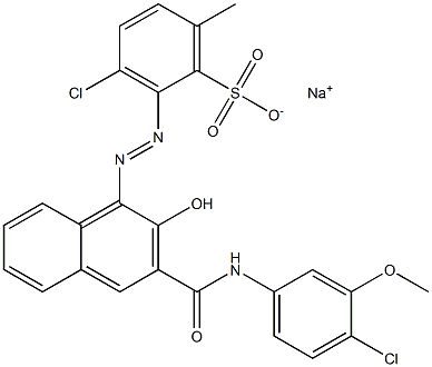 3-Chloro-6-methyl-2-[[3-[[(4-chloro-3-methoxyphenyl)amino]carbonyl]-2-hydroxy-1-naphtyl]azo]benzenesulfonic acid sodium salt Struktur