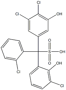 (2-Chlorophenyl)(3-chloro-2-hydroxyphenyl)(3,4-dichloro-5-hydroxyphenyl)methanesulfonic acid Struktur