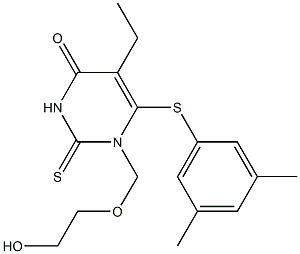 1-(2-Hydroxyethoxymethyl)-2(1H)-thioxo-5-ethyl-6-(3,5-dimethylphenylthio)pyrimidine-4(3H)-one Struktur