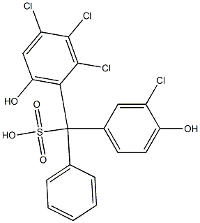 (3-Chloro-4-hydroxyphenyl)(2,3,4-trichloro-6-hydroxyphenyl)phenylmethanesulfonic acid Struktur