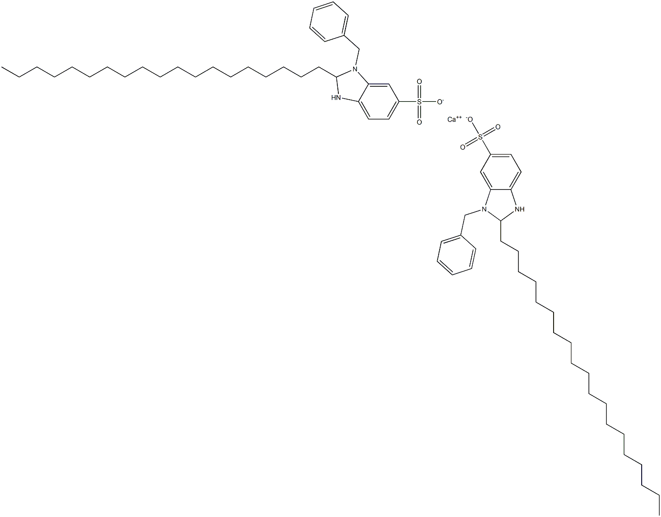 Bis(1-benzyl-2,3-dihydro-2-nonadecyl-1H-benzimidazole-6-sulfonic acid)calcium salt Struktur