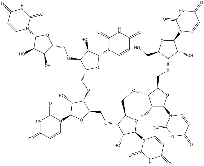 5'-O-[5'-O-[5'-O-[5'-O-[5'-O-(3'-Uridylyl)-3'-uridylyl]-3'-uridylyl]-3'-uridylyl]-3'-uridylyl]uridine Struktur