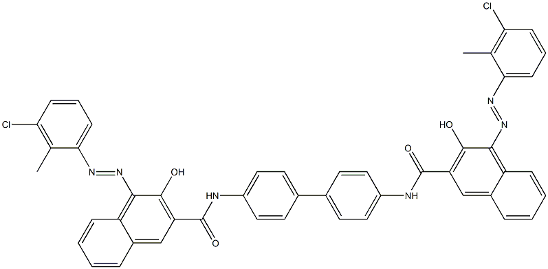 N,N'-(1,1'-Biphenyl-4,4'-diyl)bis[4-[(3-chloro-2-methylphenyl)azo]-3-hydroxy-2-naphthalenecarboxamide] Struktur