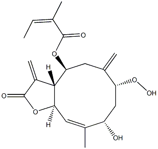 (3aR,4S,7R,9S,11aR)-2,3,3a,4,5,6,7,8,9,11a-Decahydro-7-hydroperoxy-10-methyl-3,6-bis(methylene)-2-oxocyclodeca[b]furan-4,9-diol 4-(2-methylisocrotonate) Struktur