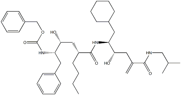 (4S,5S)-6-Cyclohexyl-5-[[(2R,4R,5S)-6-phenyl-5-(benzyloxycarbonylamino)-4-hydroxy-2-butylhexanoyl]amino]-4-hydroxy-2-methylene-N-(2-methylpropyl)hexanamide Struktur