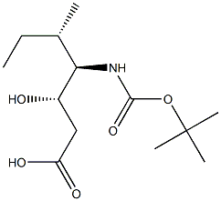 (3S,4R,5S)-5-Methyl-4-(tert-butoxycarbonyl)amino-3-hydroxyheptanoic acid Struktur