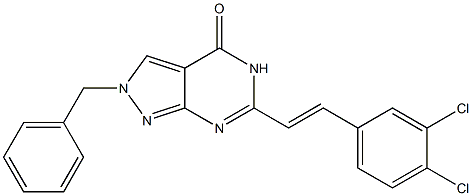 6-(3,4-Dichlorostyryl)-2-benzyl-2H-pyrazolo[3,4-d]pyrimidin-4(5H)-one Struktur