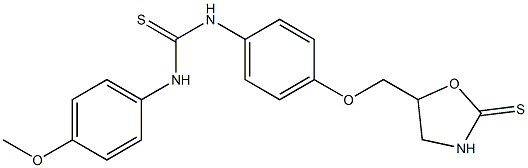 1-(p-Methoxyphenyl)-3-[p-[[(2-thioxo-5-oxazolidinyl)methyl]oxy]phenyl]thiourea Struktur