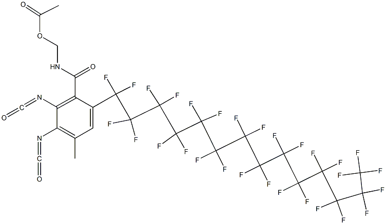 N-(Acetyloxymethyl)-2-(nonacosafluorotetradecyl)-5,6-diisocyanato-4-methylbenzamide Struktur