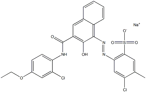 4-Chloro-3-methyl-6-[[3-[[(2-chloro-4-ethoxyphenyl)amino]carbonyl]-2-hydroxy-1-naphtyl]azo]benzenesulfonic acid sodium salt Struktur