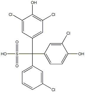 (3-Chlorophenyl)(3-chloro-4-hydroxyphenyl)(3,5-dichloro-4-hydroxyphenyl)methanesulfonic acid Struktur