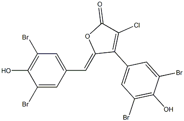 (5Z)-3-Chloro-4-(3,5-dibromo-4-hydroxyphenyl)-5-(3,5-dibromo-4-hydroxybenzylidene)furan-2(5H)-one Struktur