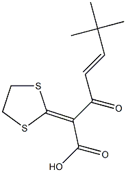 2-(1,3-Dithiolan-2-ylidene)-3-oxo-6,6-dimethyl-4-heptenoic acid Struktur