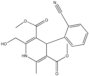 2-Hydroxymethyl-6-methyl-1,4-dihydro-4-(2-cyanophenyl)-3,5-pyridinedicarboxylic acid 3,5-dimethyl ester Struktur