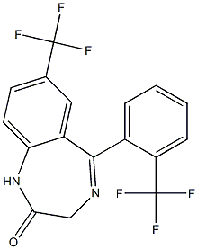 7-Trifluoromethyl-5-(2-trifluoromethylphenyl)-1H-1,4-benzodiazepin-2(3H)-one Struktur