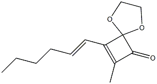 7-Methyl-8-(1-hexenyl)-1,4-dioxaspiro[4.3]oct-7-en-6-one Struktur