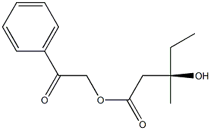 (R)-3-Hydroxy-3-methylvaleric acid 2-oxo-2-phenylethyl ester Struktur