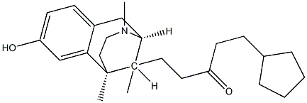 1-Cyclopentyl-5-[[(2S,6S,11S)-1,2,3,4,5,6-hexahydro-8-hydroxy-3,6,11-trimethyl-2,6-methano-3-benzazocin]-11-yl]-3-pentanone Struktur