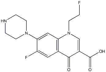 6-Fluoro-1-(2-fluoroethyl)-1,4-dihydro-7-(1-piperazinyl)-4-oxoquinoline-3-carboxylic acid Struktur