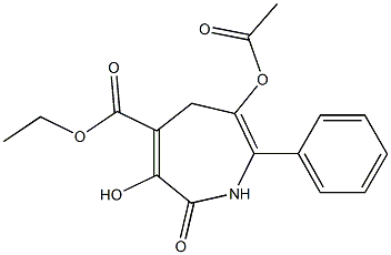 2,5-Dihydro-3-hydroxy-7-phenyl-6-acetoxy-2-oxo-1H-azepine-4-carboxylic acid ethyl ester Struktur