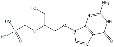 9-[3-Hydroxy-2-(phosphonomethoxy)propoxy]-2-amino-9H-purin-6(1H)-one Struktur