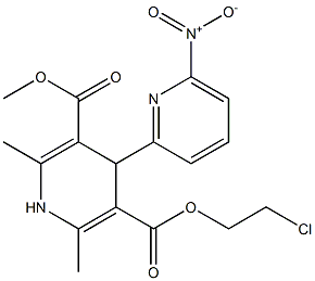 4-(6-Nitropyridin-2-yl)-1,4-dihydro-2,6-dimethylpyridine-3,5-dicarboxylic acid 3-methyl 5-(2-chloroethyl) ester Struktur