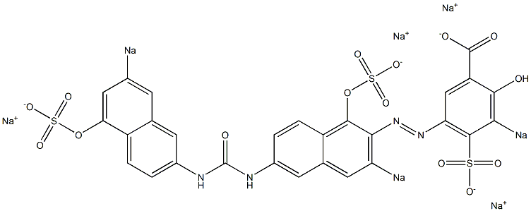 2-Hydroxy-3-sodiosulfo-5-[[6-[3-(5-hydroxy-7-sodiosulfo-2-naphthalenyl)ureido]-1-hydroxy-3-sodiosulfo-2-naphthalenyl]azo]benzoic acid sodium salt Struktur