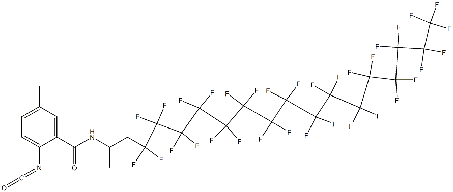 2-Isocyanato-5-methyl-N-[2-(tritriacontafluorohexadecyl)-1-methylethyl]benzamide Struktur