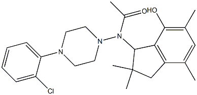 2,3-Dihydro-3-[[4-(2-chlorophenyl)-1-piperazinyl]acetylamino]-2,2,5,7-tetramethyl-1H-inden-4-ol Struktur