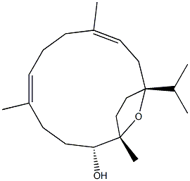 (1S,2R,5E,9E,12R)-1,5,9-Trimethyl-12-isopropyl-15-oxabicyclo[10.2.1]pentadeca-5,9-dien-2-ol Struktur