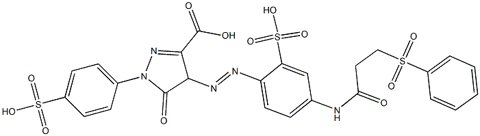 4,5-Dihydro-5-oxo-4-[[4-[[1-oxo-3-(phenylsulfonyl)propyl]amino]-2-sulfophenyl]azo]-1-(4-sulfophenyl)-1H-pyrazole-3-carboxylic acid Struktur