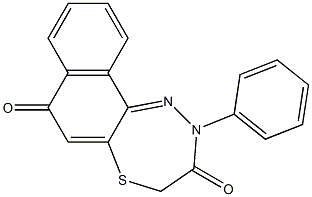 7,8-Dihydro-10-[phenyl]-7-thia-10,11-diaza-10H-cyclohepta[a]naphthalene-5,9-dione Struktur