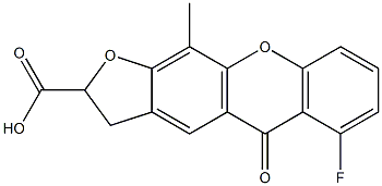 2,3-Dihydro-6-fluoro-11-methyl-5-oxo-5H-furo[3,2-b]xanthene-2-carboxylic acid Struktur