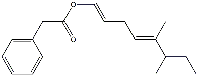 Phenylacetic acid 5,6-dimethyl-1,4-octadienyl ester Struktur