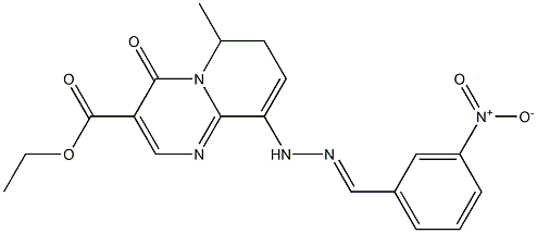 9-[2-(3-Nitrobenzylidene)hydrazino]-6-methyl-6,7-dihydro-4-oxo-4H-pyrido[1,2-a]pyrimidine-3-carboxylic acid ethyl ester Struktur